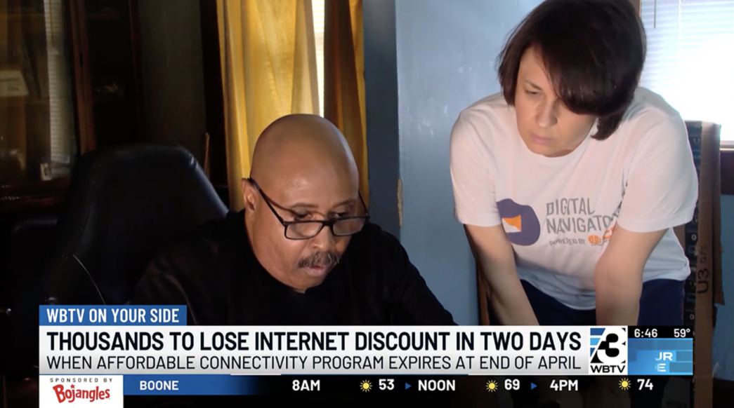 WBTV News cast screenshot of story "Thousands to lose internet discount"